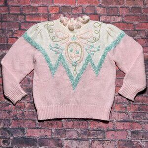Vintage 80s Jaclyn Smith Pastel Sweater Size M Beads Cottage Granny Kawaii